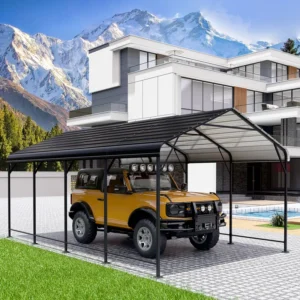 12 ft. W x 20 ft. D Heavy-duty Metal Carport, Galvanized Steel Car Canopy